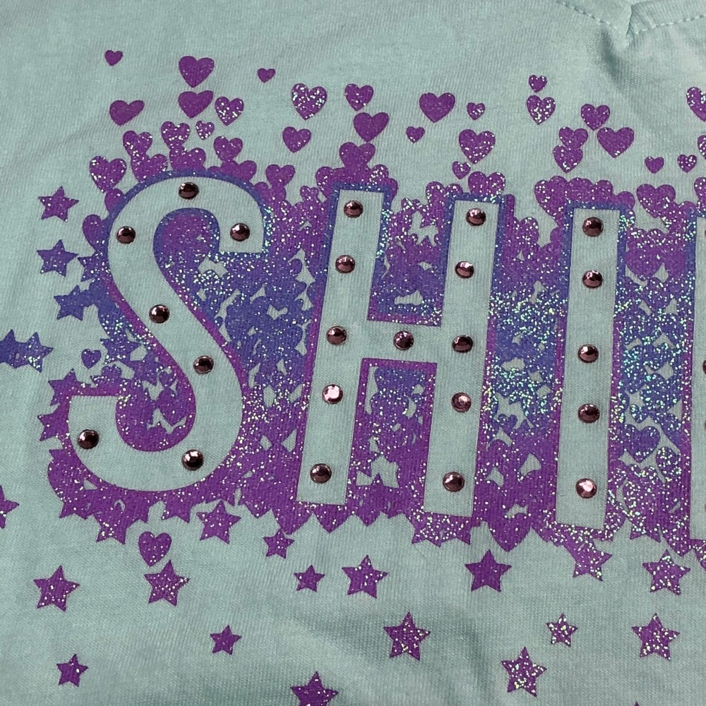The Children's Place Iced Mint Graphic Tee Kids XL 14 Long Sleeve Shine Glitter - Picture 9 of 15